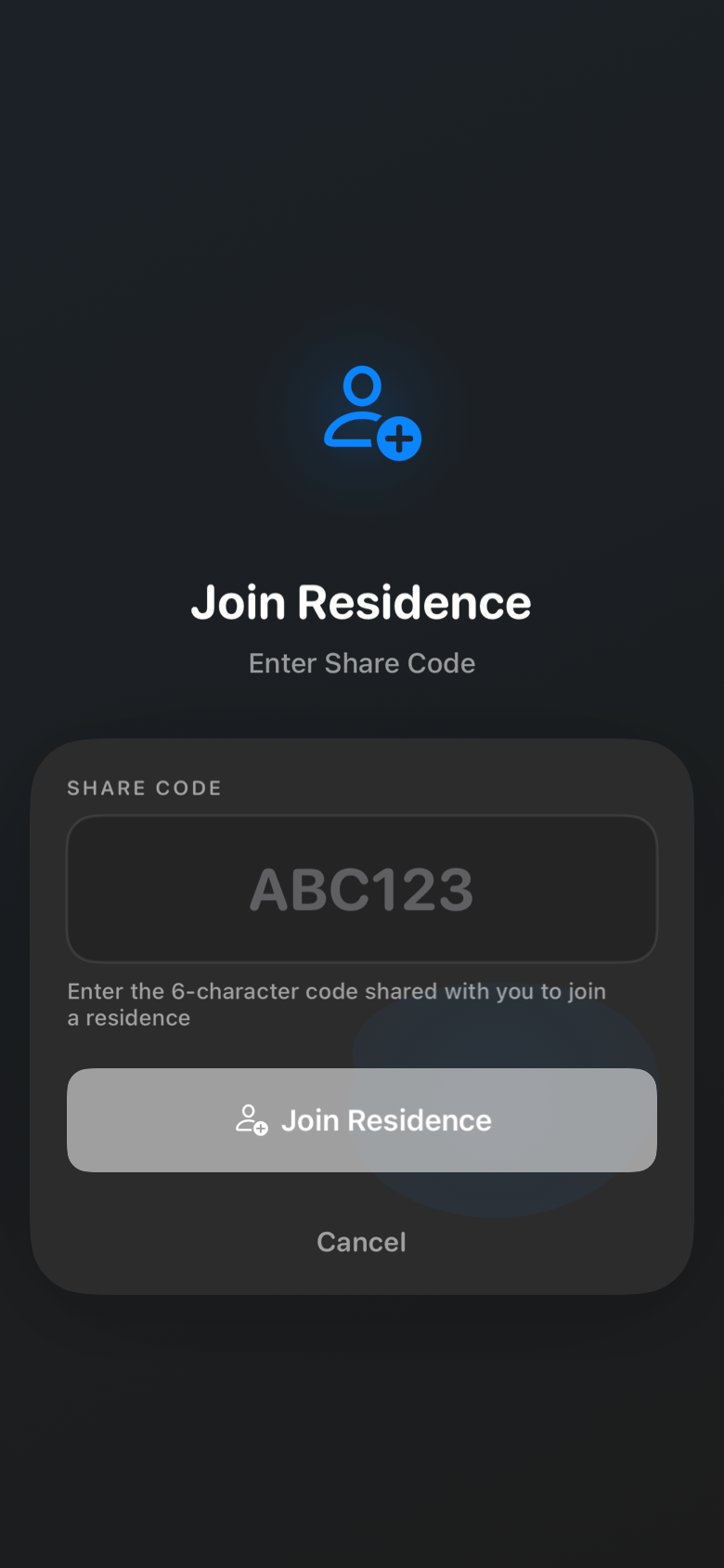 join_residence_dark iOS