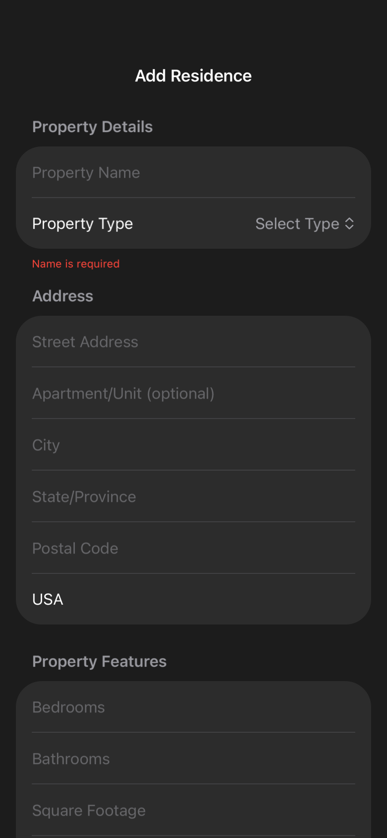 add_residence_dark iOS