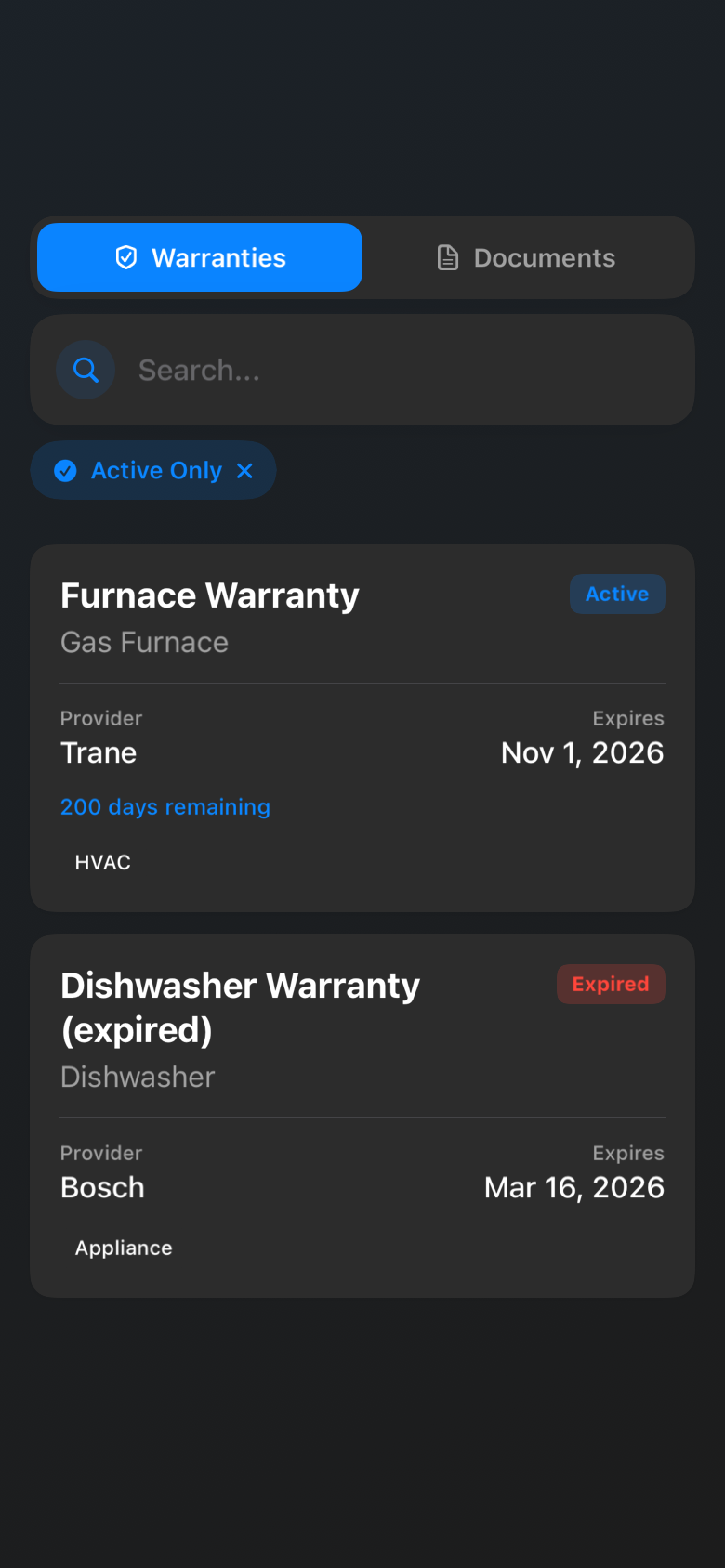 documents_warranties_populated_dark iOS